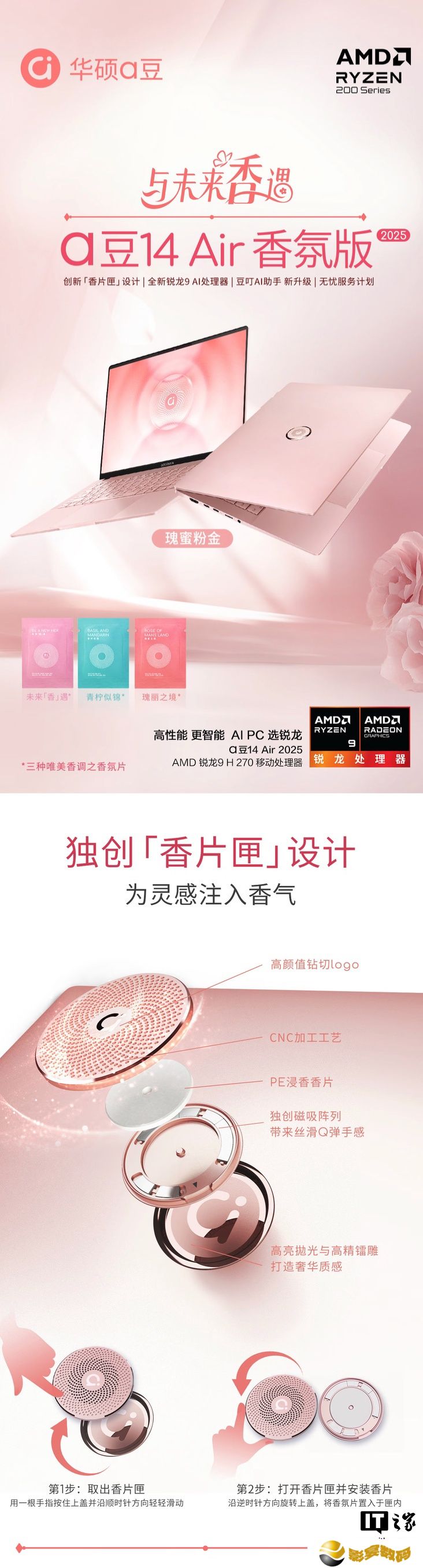 2025 款华硕 a 豆 14 Air 香氛版笔记本上架：锐龙 9 H 270 配 2.8K 120Hz 屏售 7299 元