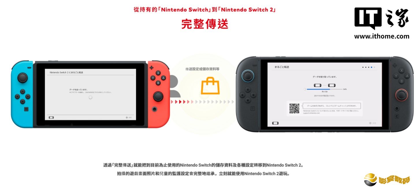 不用重新调设置，任天堂 Switch 存储资料及设定可“完整传送”至 Switch 2